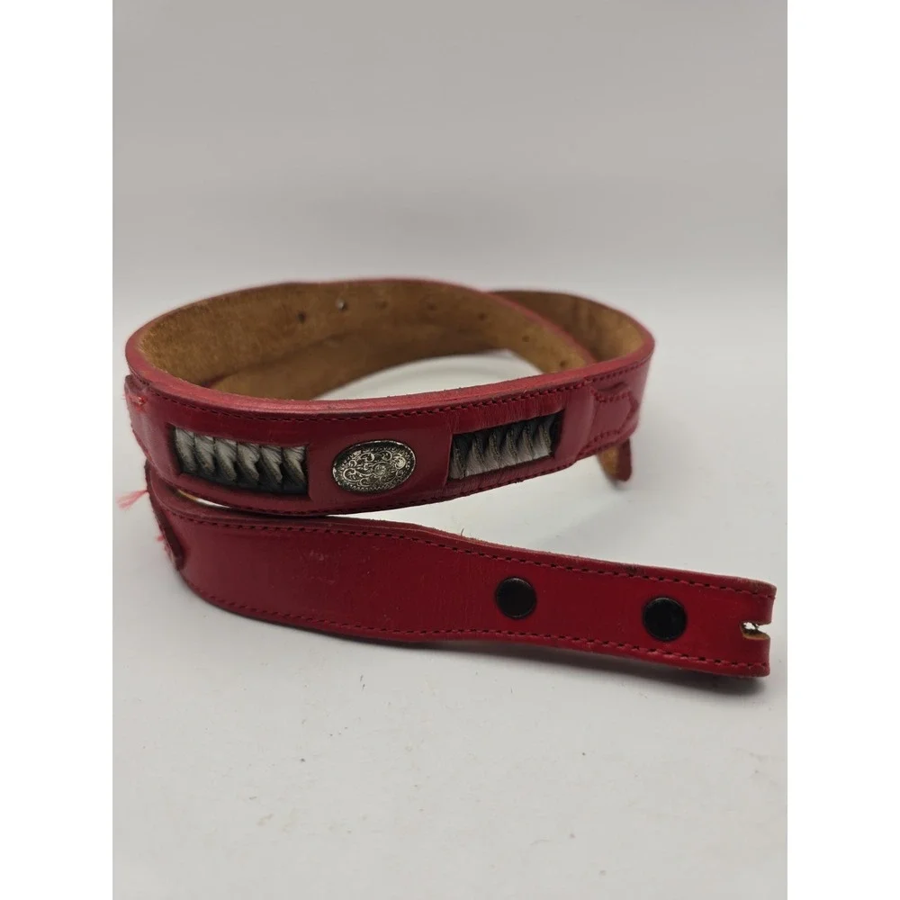 Vintage Tony Llama Red Leather Western Womens Belt 35